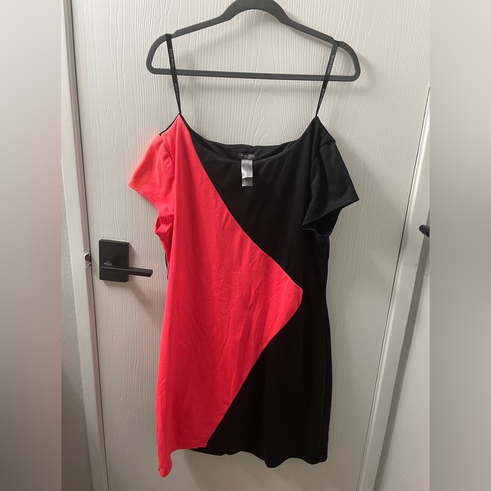 Bisou Bisou Pink and Black Asymmetrical Dress